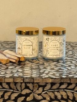 2 Carnelian wood wick candles