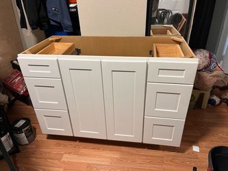White 48” Shaker Bathroom Vanity Cabinet Base