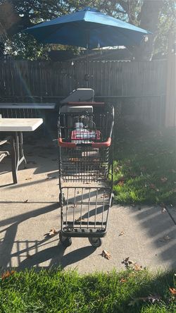 Black Metal Shopping Cart with Red Trim