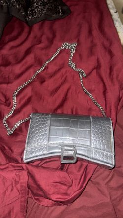 Balenciaga Metallic Hourglass Wallet on Chain