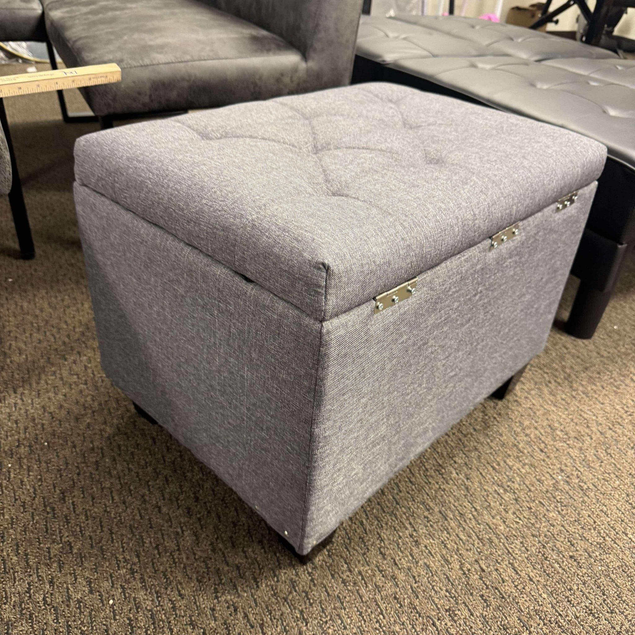 Chest and Footrest-Square Seat Storage Bench Ottoman, Gray 18*18*24 inch