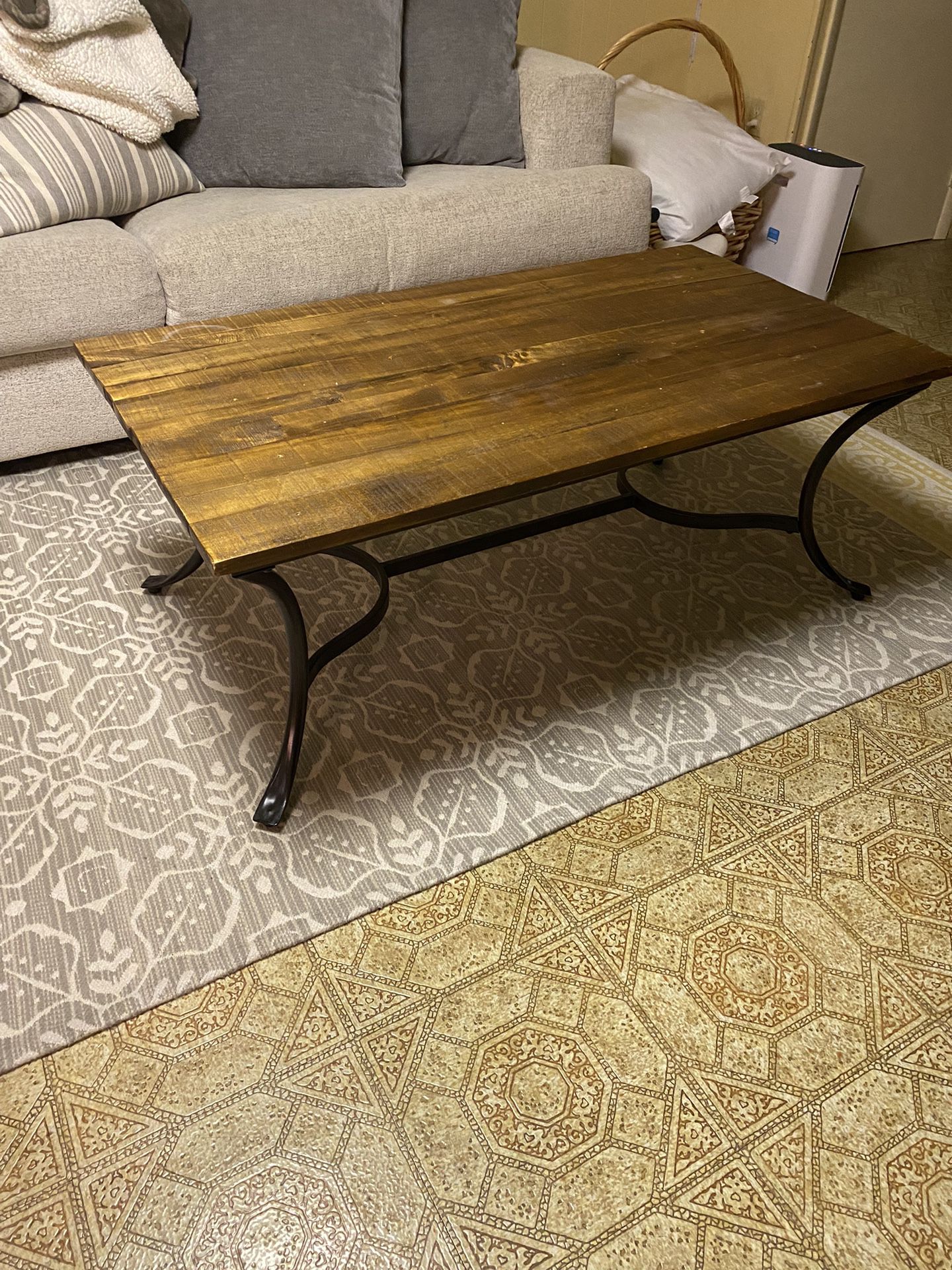 Handmade Iron And Wood Coffee Table 