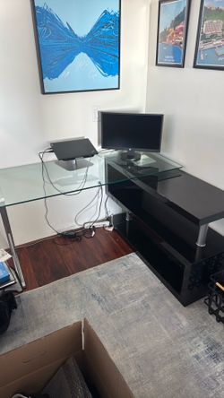 glass book shelf/desk
