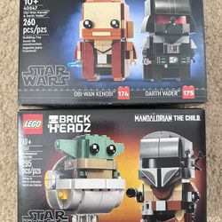 lego brickheadz 40547 obi-wan kenobi darth vader & 75317 the mandalorian the child