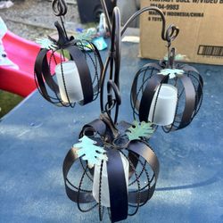 Pumpkin metal candle Holder 