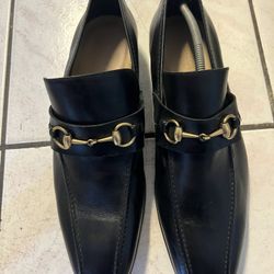 Gucci Men Black Horsebit Leather Vintage Dress Loafer 