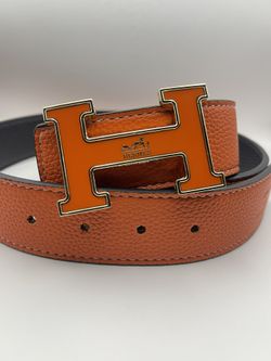 Hermes Orange Leather Reversible Belt