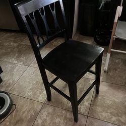 Three (3) Dark Black/brown Wood Dining Chairs