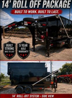 Roll off trailer with 3 dumpsters