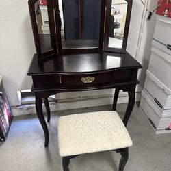 Vintage Vanity Table Dark Cherry Wood