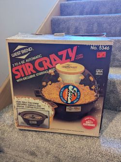 Vintage West Bend 2 TO 6 QT Automatic STIR CRAZY Corn Popper