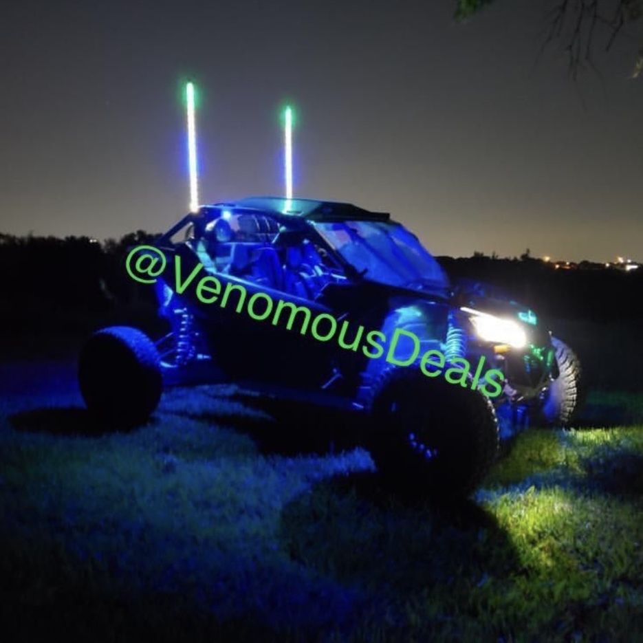 2 LED WHIPS 3ft Tall Atv Jeep Wrangler Auto Part Truck Silverado F150 Dodge Ram Rzr Can Am Sling Shot Polaris