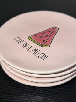 RAE DUNN DESSERT WATERMELON PLATES SUMMER SET OF 4