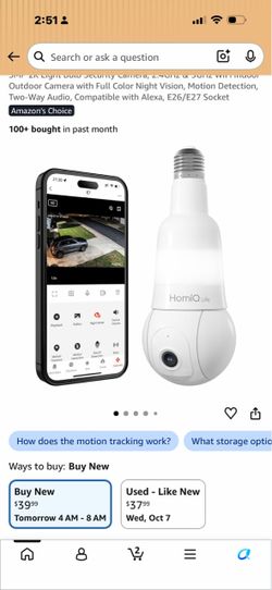 HomiQ Life Light Bulb Security Camera