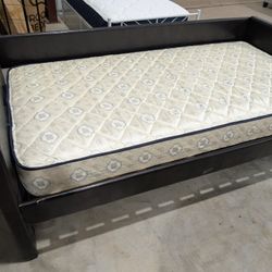 Brown Leather Twin Daybed