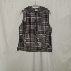 O'neill Girls Gray  Purple Vest Jacket With Hood Size L