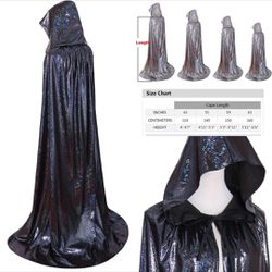 Cosplay Shiny Hooded Cape, Dark blue , large