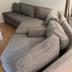 3 Piece Sectional Grey Couch 