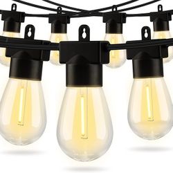 48FT(48FTx2) LED Outdoor String Lights Outside Patio Yard Lighting Waterproof Hanging Warm Glow 2200K Shatterproof Edison Bulbs,Heavy-Duty Strand Deco
