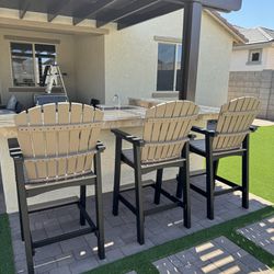 3 Outdoor Patio Furniture Barstools HDPE *New*