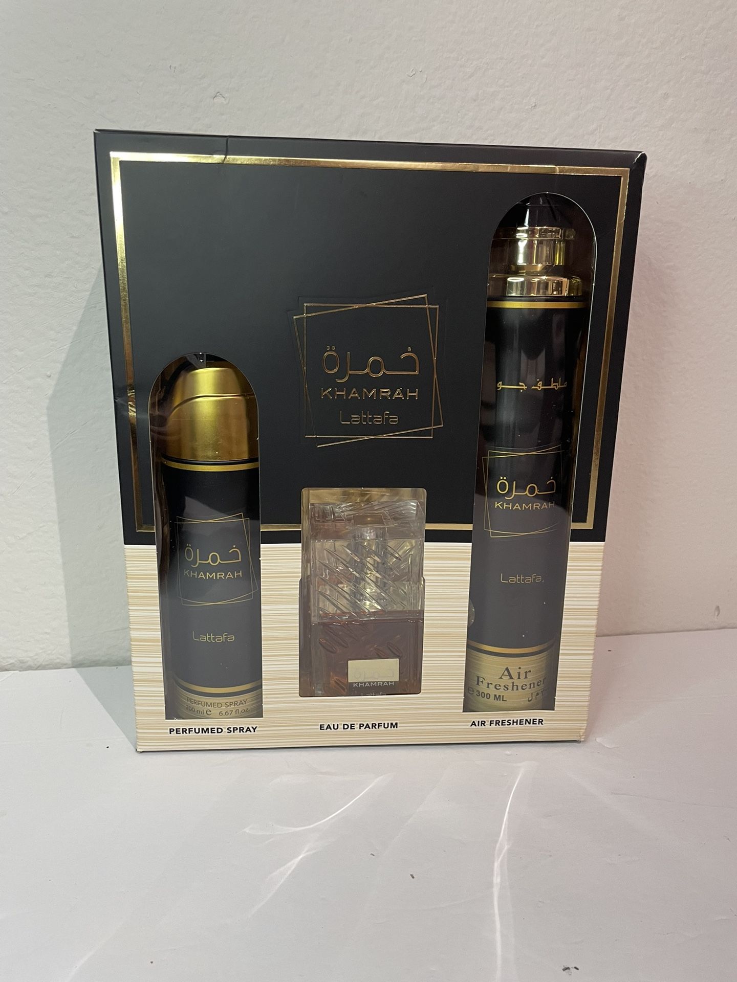 KHAMRAH Lattafa Man Set Fragance, Bodyspray And Air Freshener