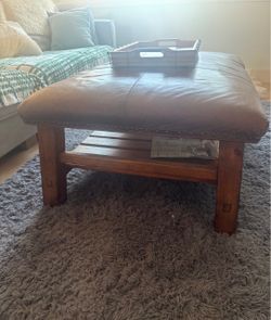 Pottery Barn Leather Ottoman