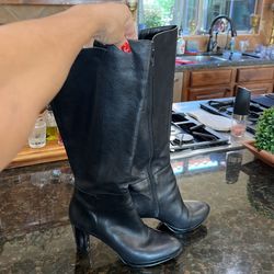 Nine West Leather Boots Tall Below Knew 