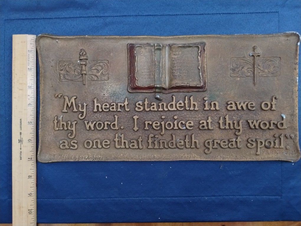 1928 A.G. Mitchell Metal Wall Bible Plaque
