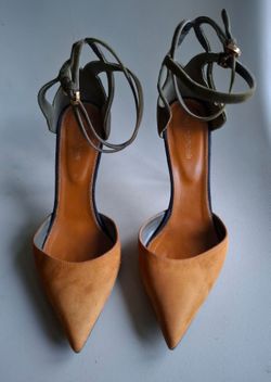 Sergio Rossi Tri-color suede ankle-strap stiletto pumps