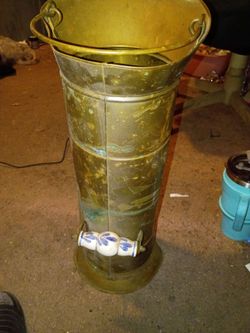 Nijhof 5kan Solid brass coal scuttle bucket water fire umbrella stand 20 in