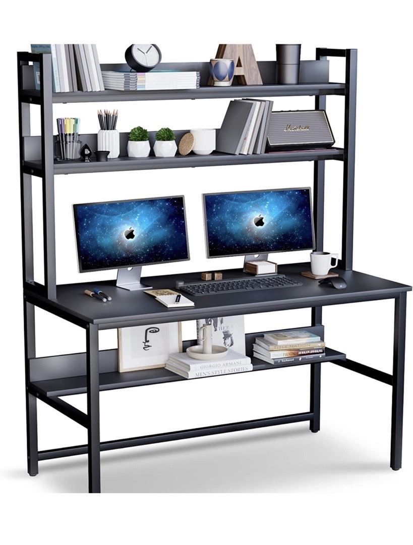 New Blue Desk With White Legs Plus Hutch