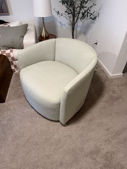 Green Bouclé Swivel Accent Chair