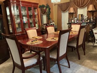 Cherry Wood Dining Table with 6 Chairs