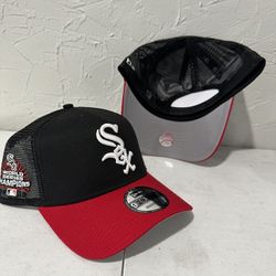 MLB New Era Chicago White Sox Black Red Trucker World Series Champions Patch 9forty SnapBack Hats 