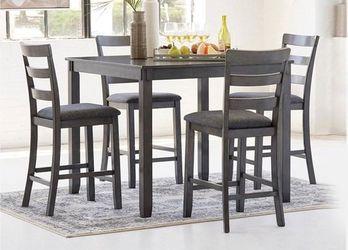 5PC Grey Dining Table Set – Limited Time Deal Low Price Guaranteed