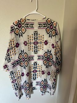 Aztec Print Sheer Kimono Cardigan