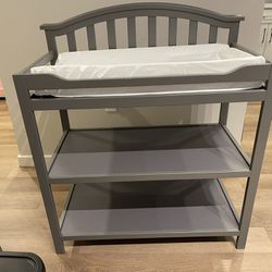 Grey Baby Changing Table W Pad 