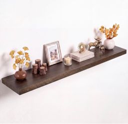 Floating Shelves for Wall, 48in Reclaimed Elm Wood Shelves, Walnut 8" Deep Wall Shelf, Invisible Bracket, Large Long Wall Mounted Shelves, Living Room