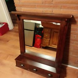 mirror for entry way /w coat hooks and small drawers