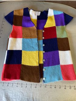 vintage 1980s Lerner Shops acrylic color block sweater small