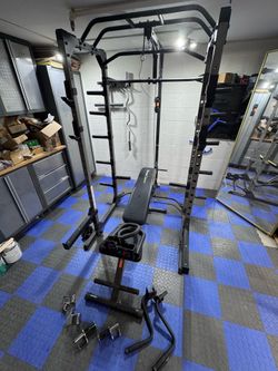 Fitness Reality 810XLT Power Rack with Bench and Lat Pulldown + Titan Arms & More