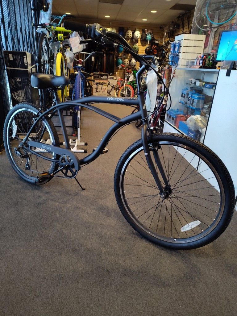 NEW RETROSPEC CHATHAM MATTE BLACK SPEED MENS GEARED BEACH