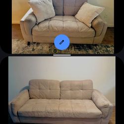 Sofa 2 Set Ultra Plush Suede Material 