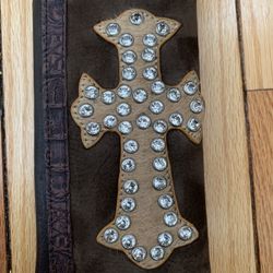 Brown/Tan Crystal Cross Wallet
