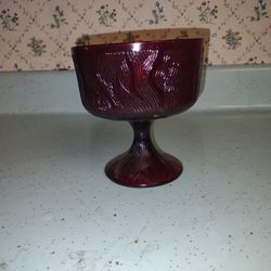 oosier glass #4031 bark ruby red compote/planter pedestal bowl