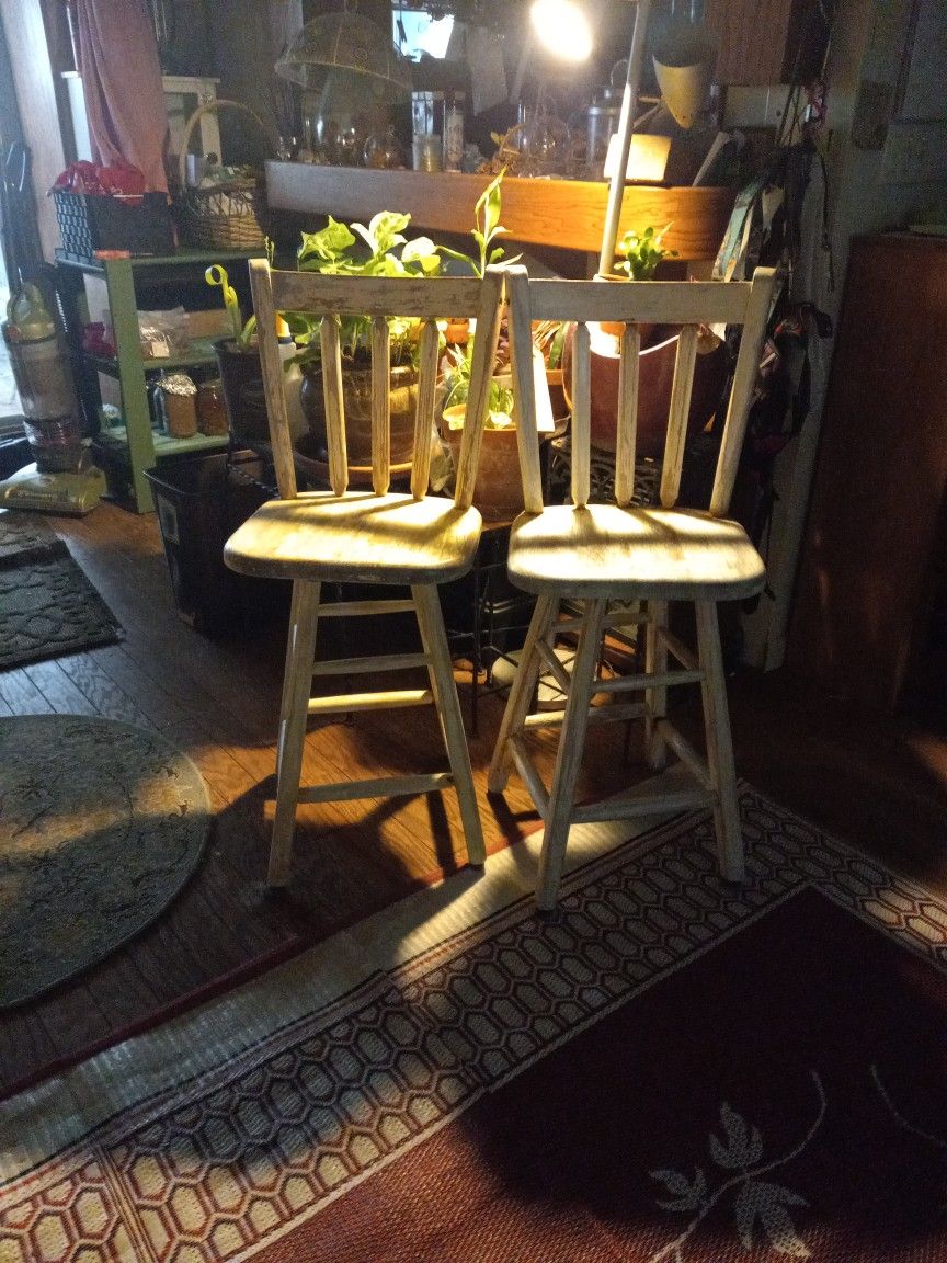 2 High Swivel Antique Chairs