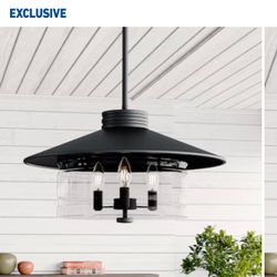 Quoizel Yasmin 3-Light Black Transitional Clear Glass