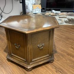 Maple Hexagonal Accent Storage End Table