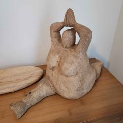 Wooden Yoga Pose Sculpture