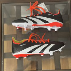 Adidas Predator 24 League Low FG Cleats Black White Orange [IG7762] Size: 11 Men